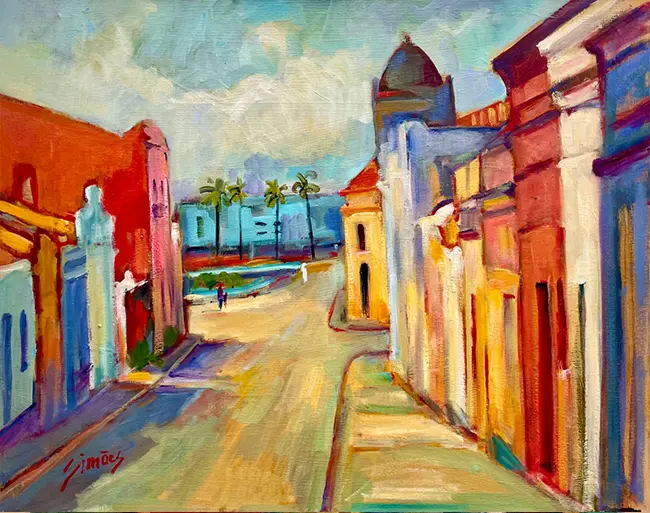 Pintura Largo do Varadouro de Alberto Simões